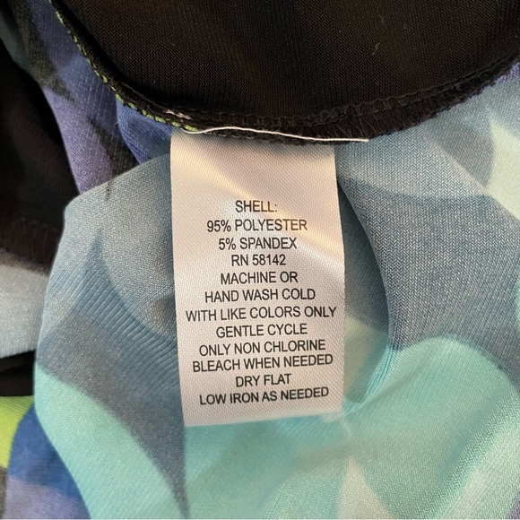 London Times Geometric Leaf Print Dress Size 8 NWT Blue Green Mini Shift 60s Mod - Picture 5 of 5